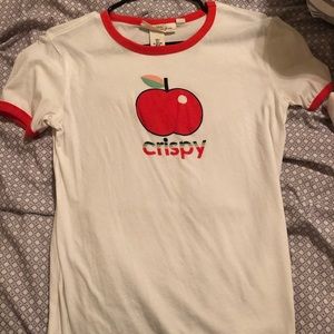 White H&M top with a cute apple on it “crispy”